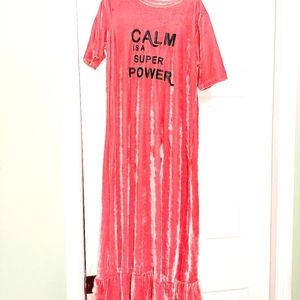 Girl's "Calm is my Superpower" Soft Velour Dress